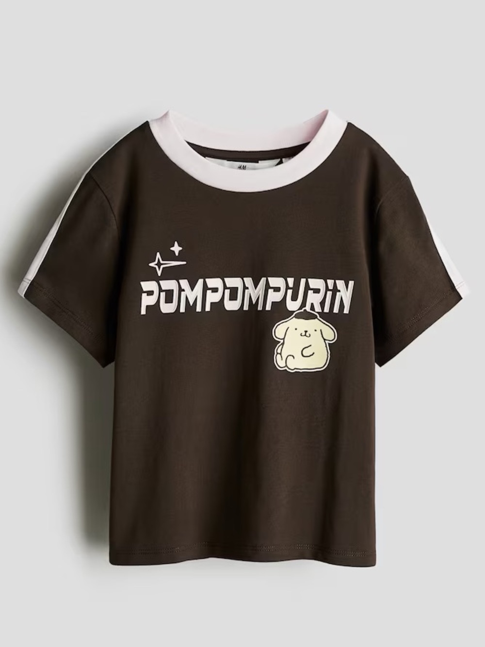 Sanrio Pompompurin Brown Tee with Pink Trim